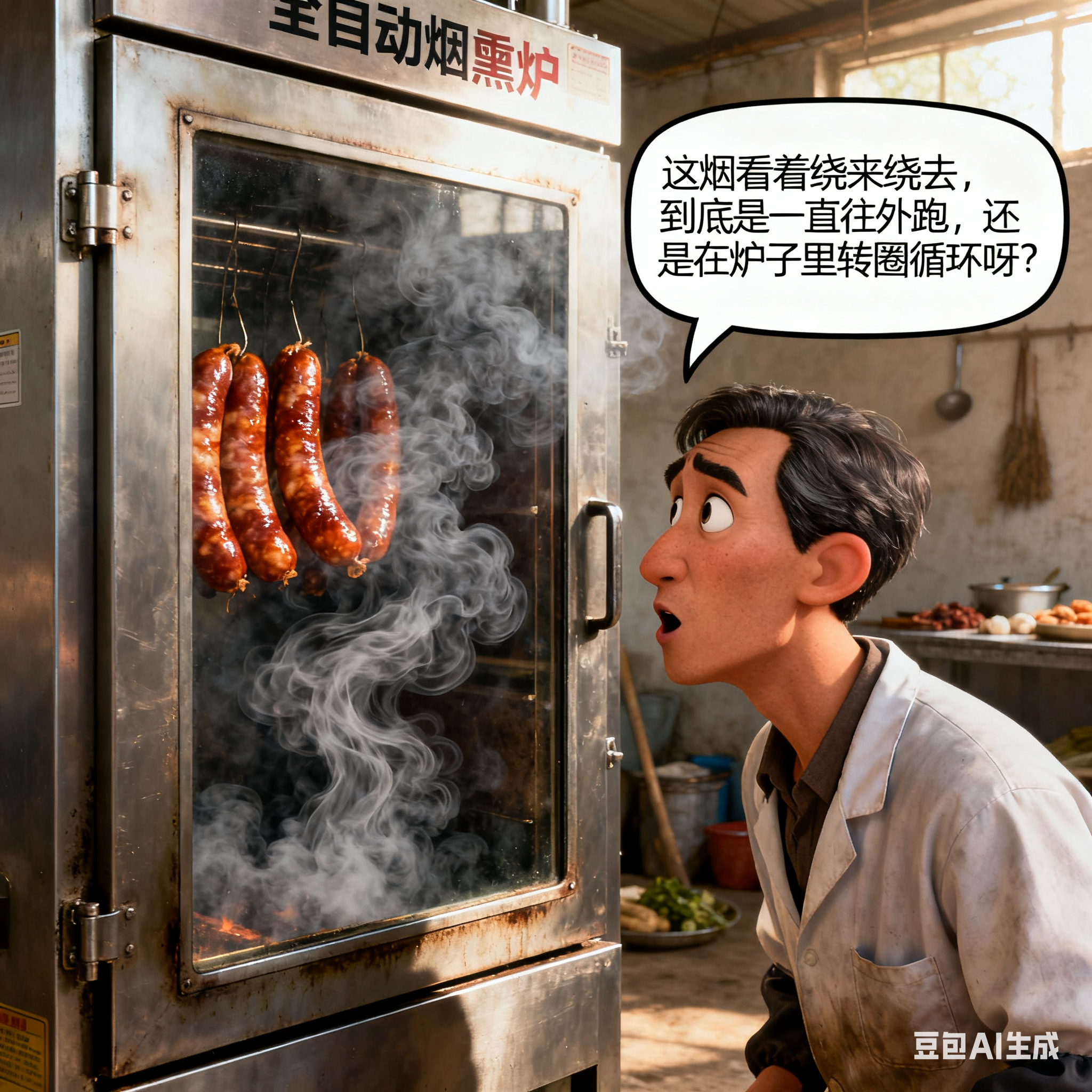 烤肠全自动烟熏炉：烟雾真的会循环吗？(1)