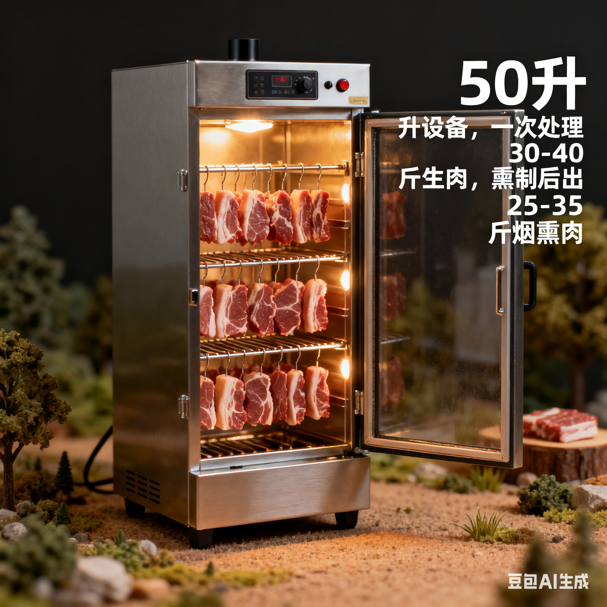 多功能全自动烟熏炉，大店一次能产多少？(2)