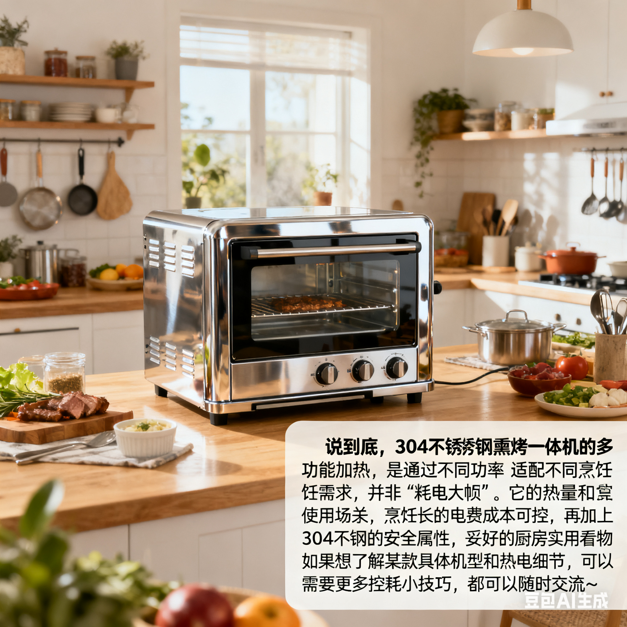 304 不锈钢熏烤一体机，多功能加热耗电真的高吗？(5)