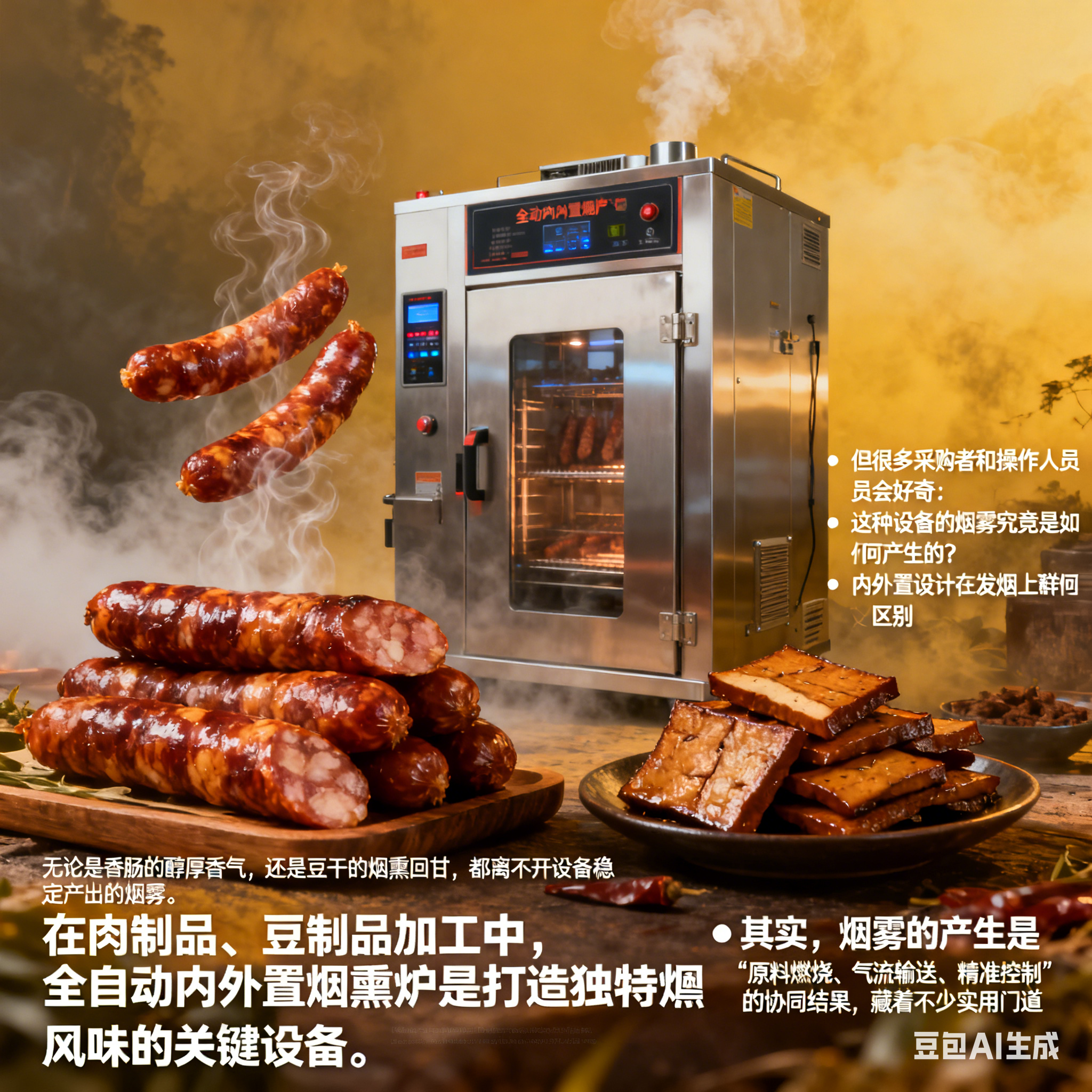 全自动内外置烟熏炉，烟雾怎么来？(1)